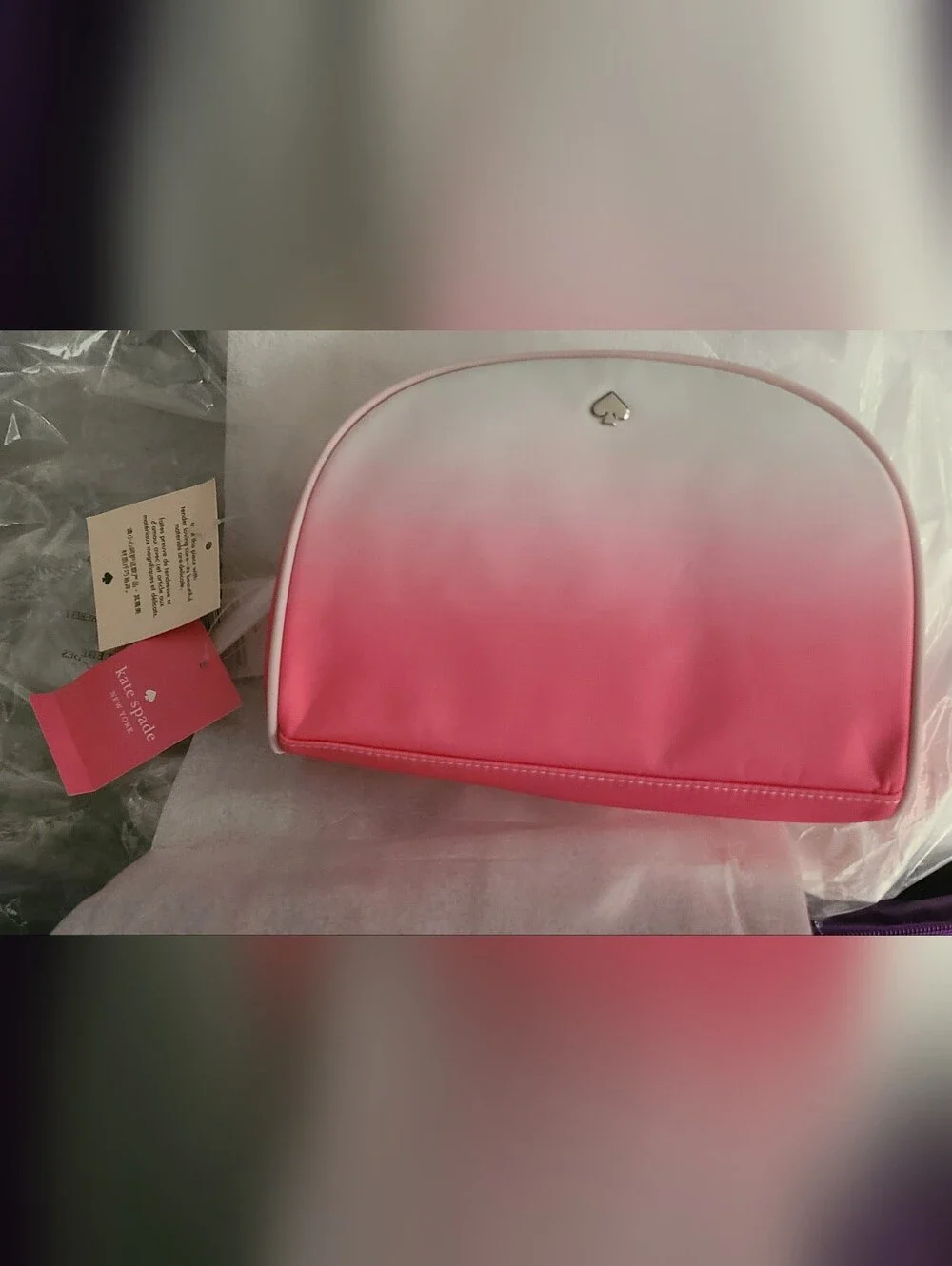 Kate Spade Pink & White Dome Shaped Ombre Make-up Bag. *Authentic
